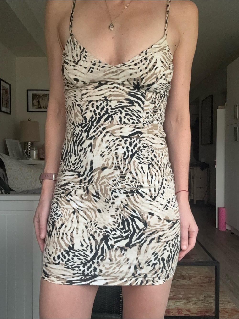 Guess Leopard-Print Slip Dress with Gold Logo